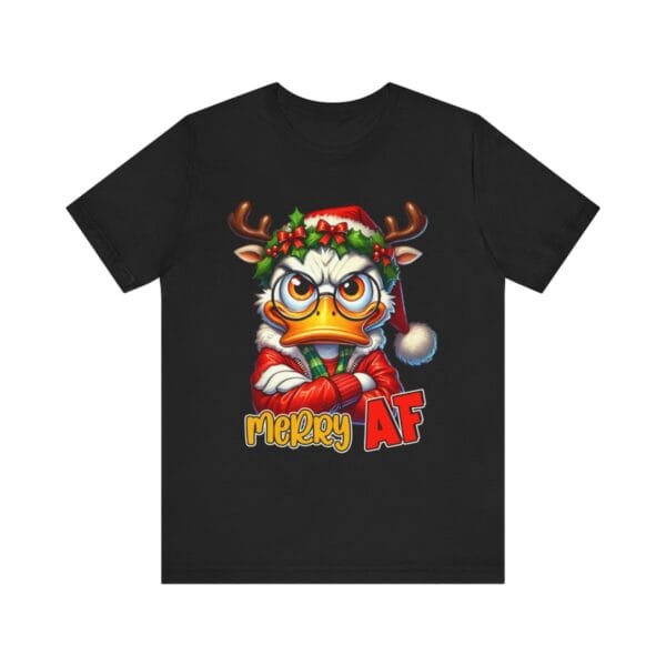 Merry AF" Funny Christmas Duck T-Shirt – Bring Humor to Your Holiday Style!