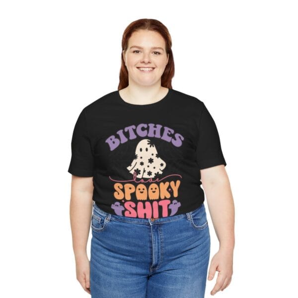 Get into the Halloween Spirit with the Bold 'Bitches Love Spooky Shit' Graphic Tee! - Image 4