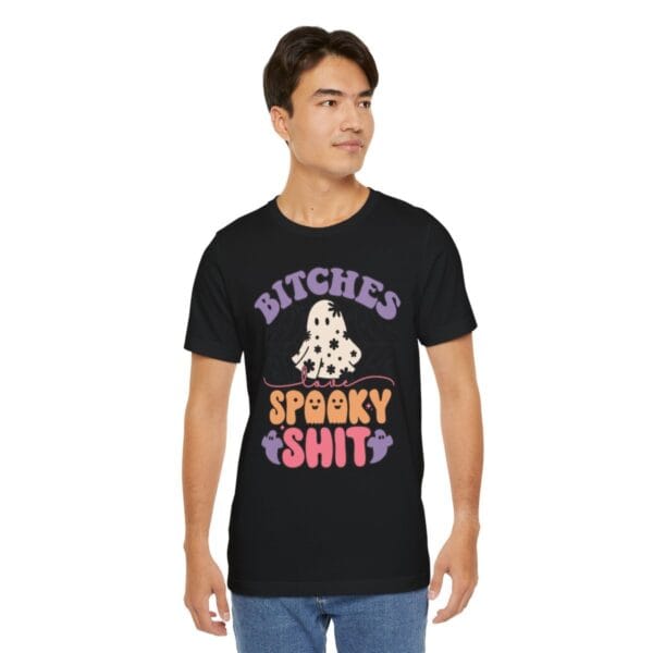 Get into the Halloween Spirit with the Bold 'Bitches Love Spooky Shit' Graphic Tee! - Image 3