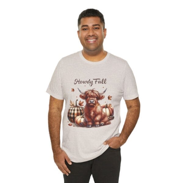 Howdy Fall Highland Cow T-Shirt – Cute Autumn Graphic Tee - Image 4